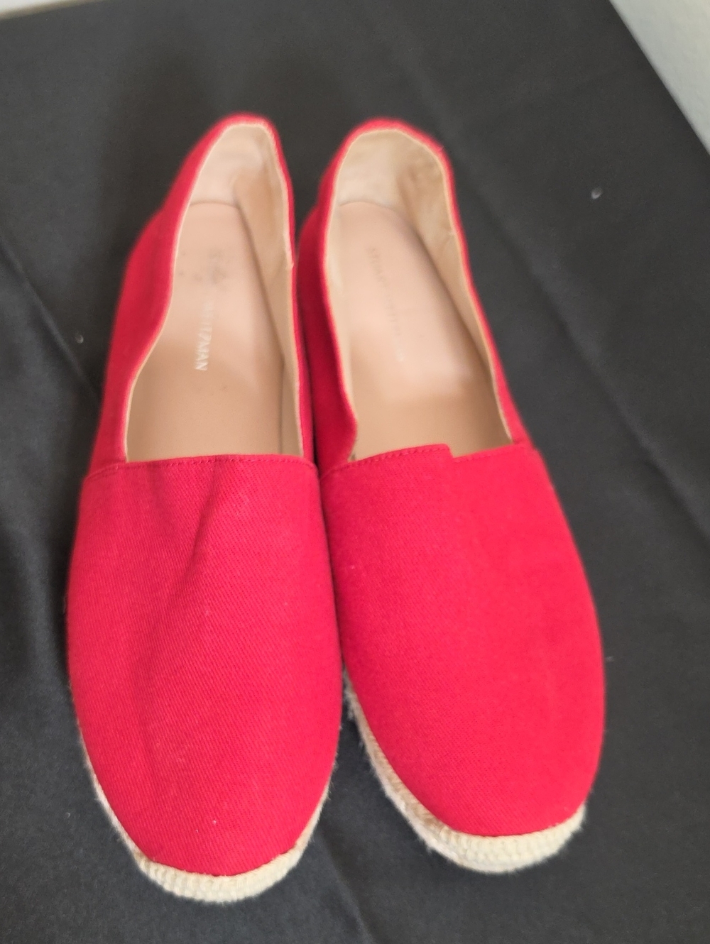 Stuart Weitzman Red Canvas Espadrille Flats